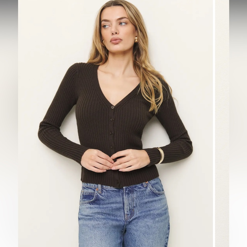 NWT Reformation Fia Cashmere Blend Cardigan Brown - Size M